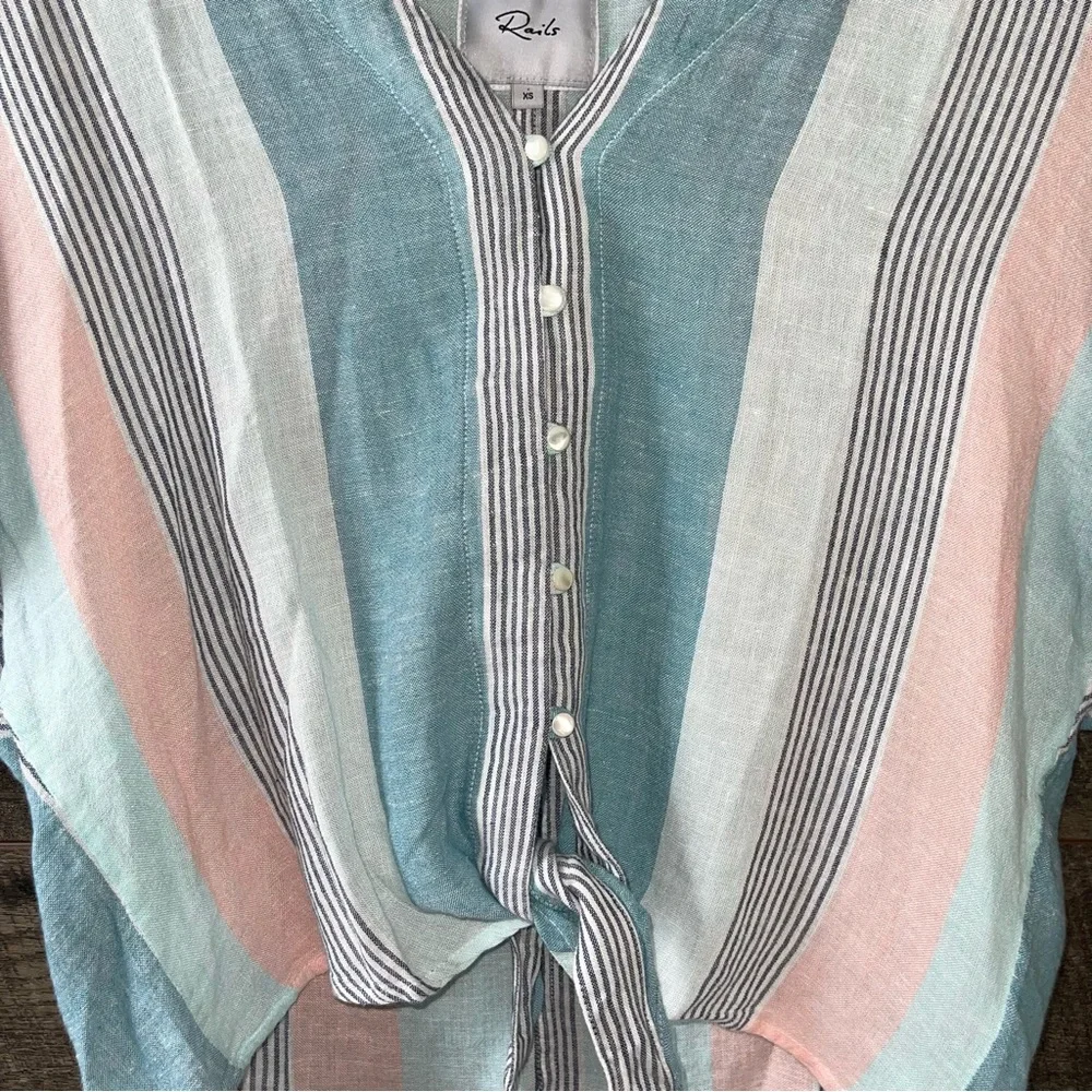 Rails Thea Striped Tie-front Shirt In Highland Stripe XS - Picture 4 of 8